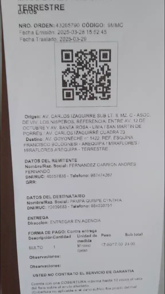productos enviados