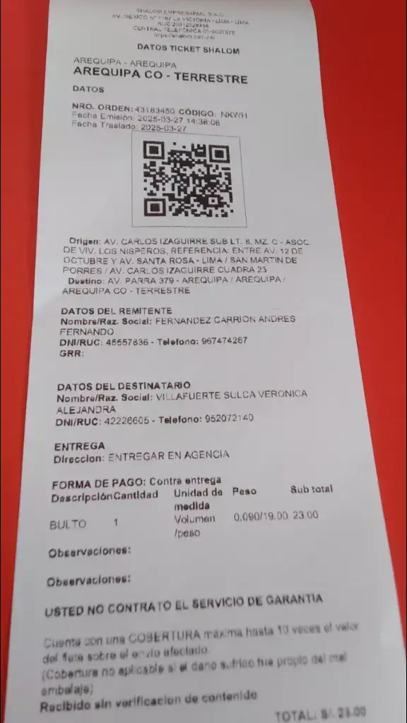 productos enviados