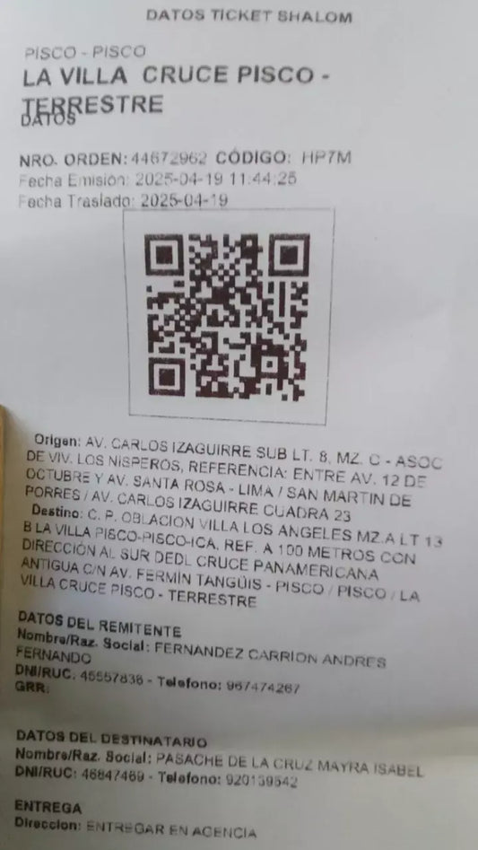 productos  enviados